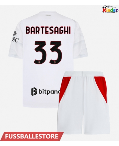 Günstige AC Milan Davide Bartesaghi #33 Auswärts Trikotsatzt Kinder 2026-27 Kurzarm (+ Kurze Hosen)